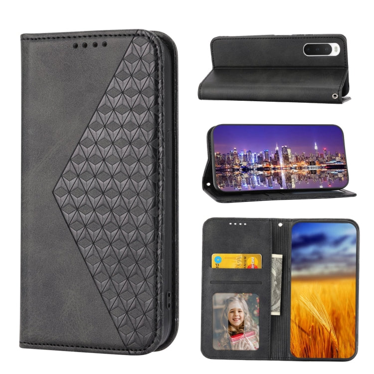 Cubic Grid Calf Texture Magnetic Closure Leather Phone Case, For OPPO A57 2022, For Sony Xperia 1 IV, For Sony Xperia 10 IV, For Google Pixel 6
