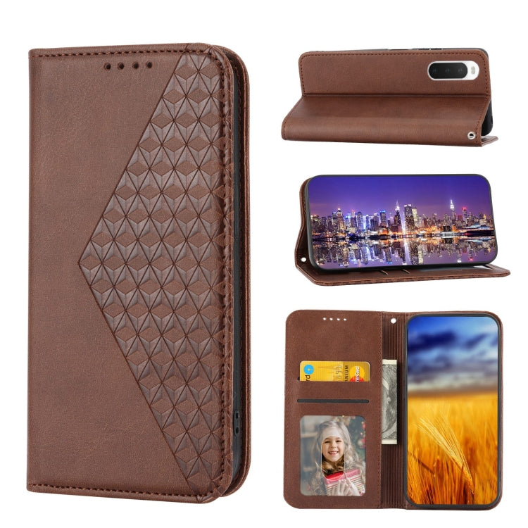 Cubic Grid Calf Texture Magnetic Closure Leather Phone Case, For OPPO A57 2022, For Sony Xperia 1 IV, For Sony Xperia 10 IV, For Google Pixel 6