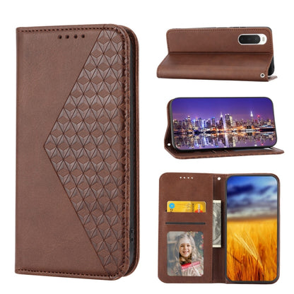 Cubic Grid Calf Texture Magnetic Closure Leather Phone Case, For OPPO A57 2022, For Sony Xperia 1 IV, For Sony Xperia 10 IV, For Google Pixel 6