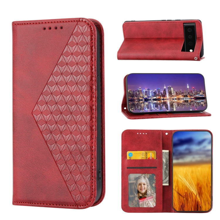 Cubic Grid Calf Texture Magnetic Closure Leather Phone Case, For OPPO A57 2022, For Sony Xperia 1 IV, For Sony Xperia 10 IV, For Google Pixel 6