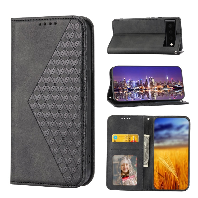 Cubic Grid Calf Texture Magnetic Closure Leather Phone Case, For Google Pixel 6 Pro, For Google Pixel 6a, For Google Pixel 7, For Google Pixel 7 Pro