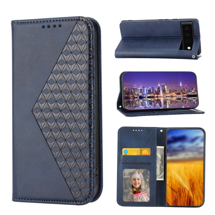 Cubic Grid Calf Texture Magnetic Closure Leather Phone Case, For Google Pixel 6 Pro, For Google Pixel 6a, For Google Pixel 7, For Google Pixel 7 Pro