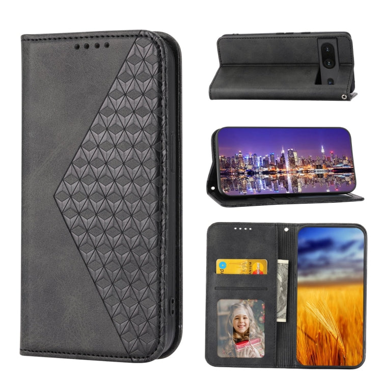 Cubic Grid Calf Texture Magnetic Closure Leather Phone Case, For Google Pixel 6 Pro, For Google Pixel 6a, For Google Pixel 7, For Google Pixel 7 Pro