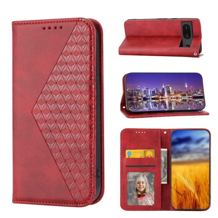 Cubic Grid Calf Texture Magnetic Closure Leather Phone Case, For Google Pixel 6 Pro, For Google Pixel 6a, For Google Pixel 7, For Google Pixel 7 Pro