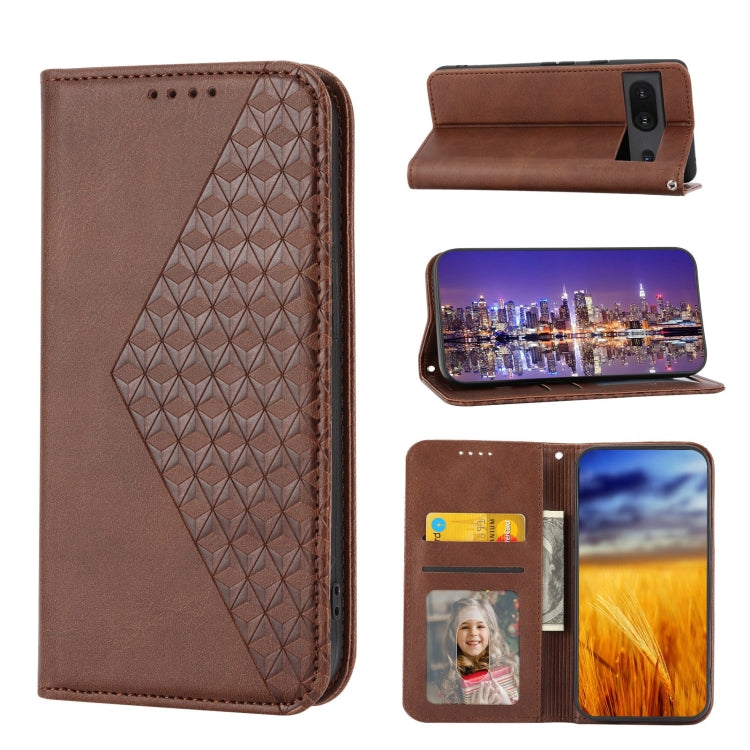 Cubic Grid Calf Texture Magnetic Closure Leather Phone Case, For Google Pixel 6 Pro, For Google Pixel 6a, For Google Pixel 7, For Google Pixel 7 Pro