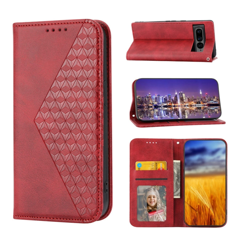 Cubic Grid Calf Texture Magnetic Closure Leather Phone Case, For Google Pixel 6 Pro, For Google Pixel 6a, For Google Pixel 7, For Google Pixel 7 Pro