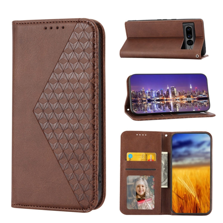 Cubic Grid Calf Texture Magnetic Closure Leather Phone Case, For Google Pixel 6 Pro, For Google Pixel 6a, For Google Pixel 7, For Google Pixel 7 Pro