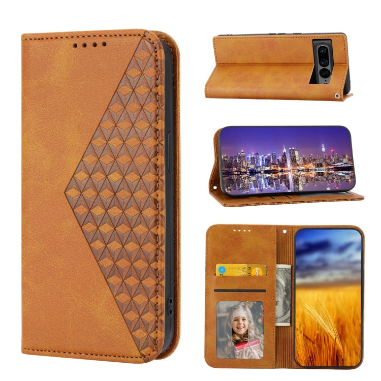 Cubic Grid Calf Texture Magnetic Closure Leather Phone Case, For Google Pixel 6 Pro, For Google Pixel 6a, For Google Pixel 7, For Google Pixel 7 Pro