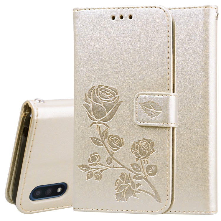 Rose Embossed Horizontal Flip PU Leather Case with Holder & Card Slots & Wallet, For Galaxy A01