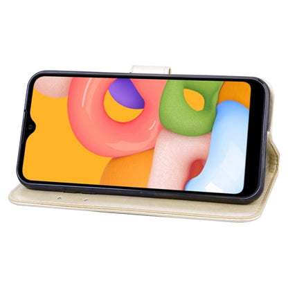 Rose Embossed Horizontal Flip PU Leather Case with Holder & Card Slots & Wallet, For Galaxy A01