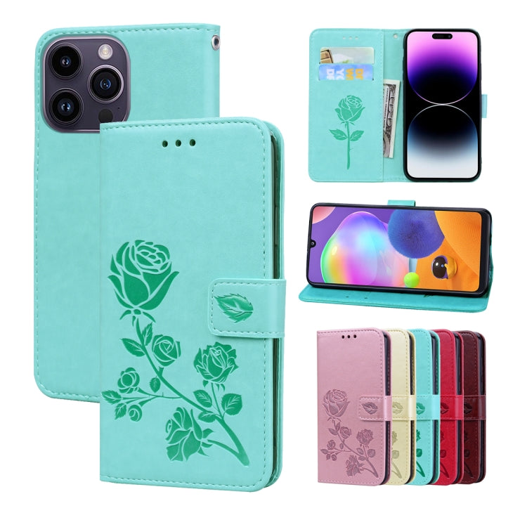 Rose Embossed Flip PU Leather Phone Case, For iPhone 14 Plus, For iPhone 14 Pro Max, For iPhone 14 Pro, For iPhone 14