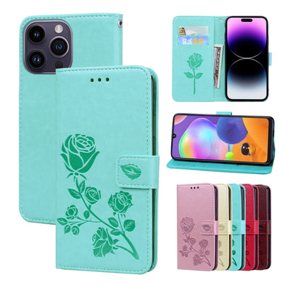 Rose Embossed Flip PU Leather Phone Case, For iPhone 14 Plus, For iPhone 14 Pro Max, For iPhone 14 Pro, For iPhone 14