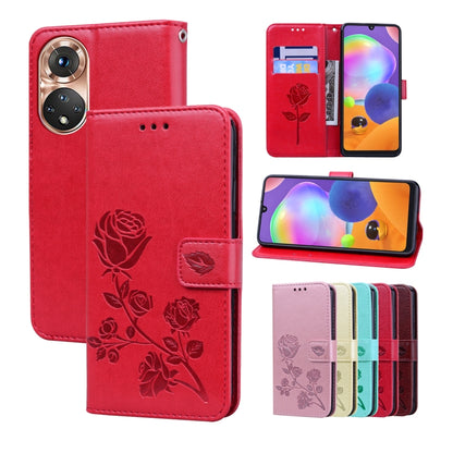 Rose Embossed Flip PU Leather Phone Case, For Honor X7/Play 30 Plus, For Samsung Galaxy M33 5G Global, For Samsung Galaxy M53, For Samsung Galaxy A73 5G