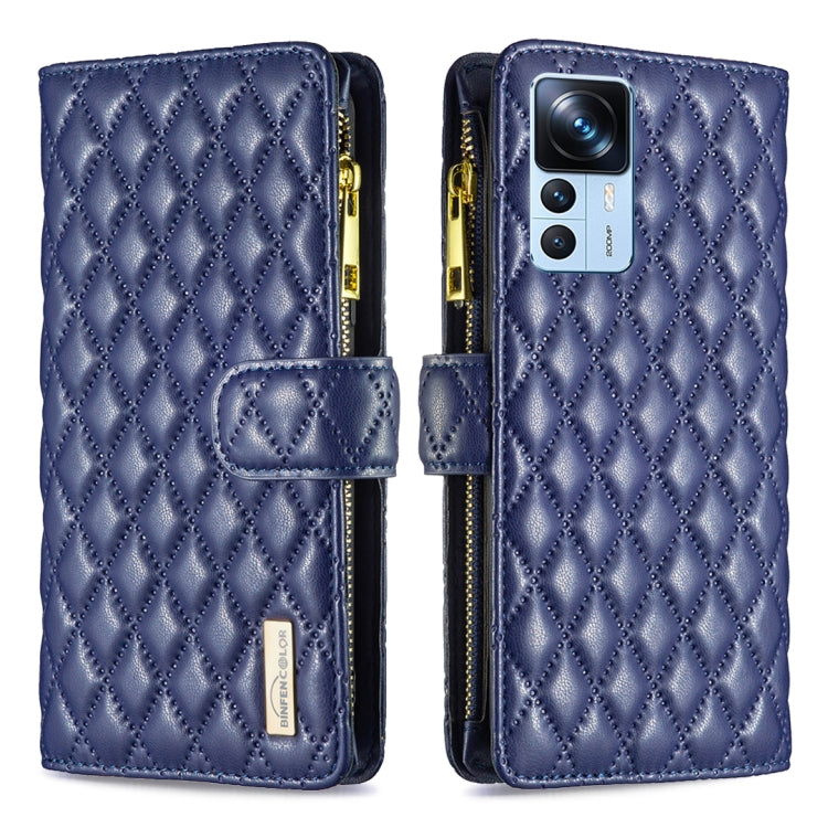Diamond Lattice Zipper Wallet Leather Flip Phone Case, For Xiaomi 12T / 12T Pro / Redmi K50 Ultra