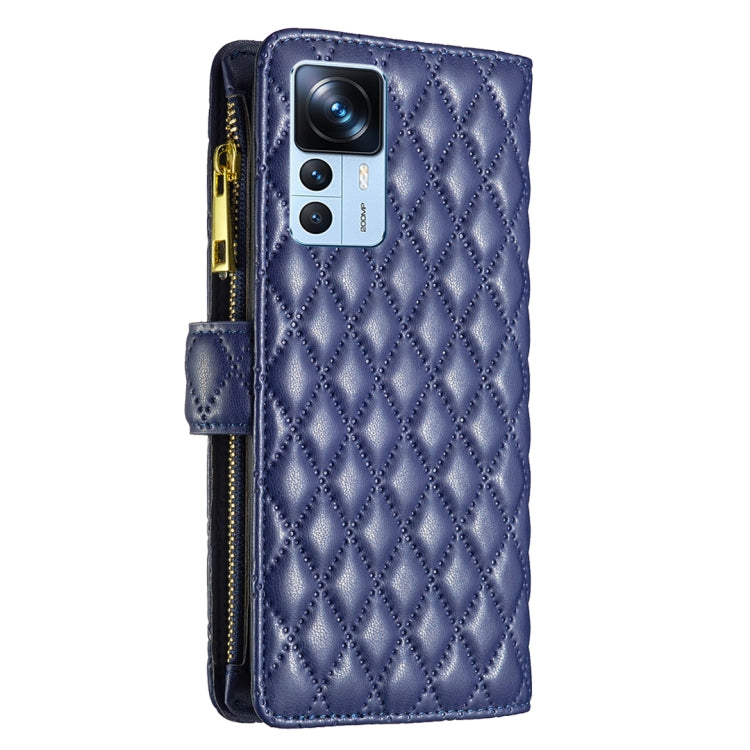 Diamond Lattice Zipper Wallet Leather Flip Phone Case, For Xiaomi 12T / 12T Pro / Redmi K50 Ultra