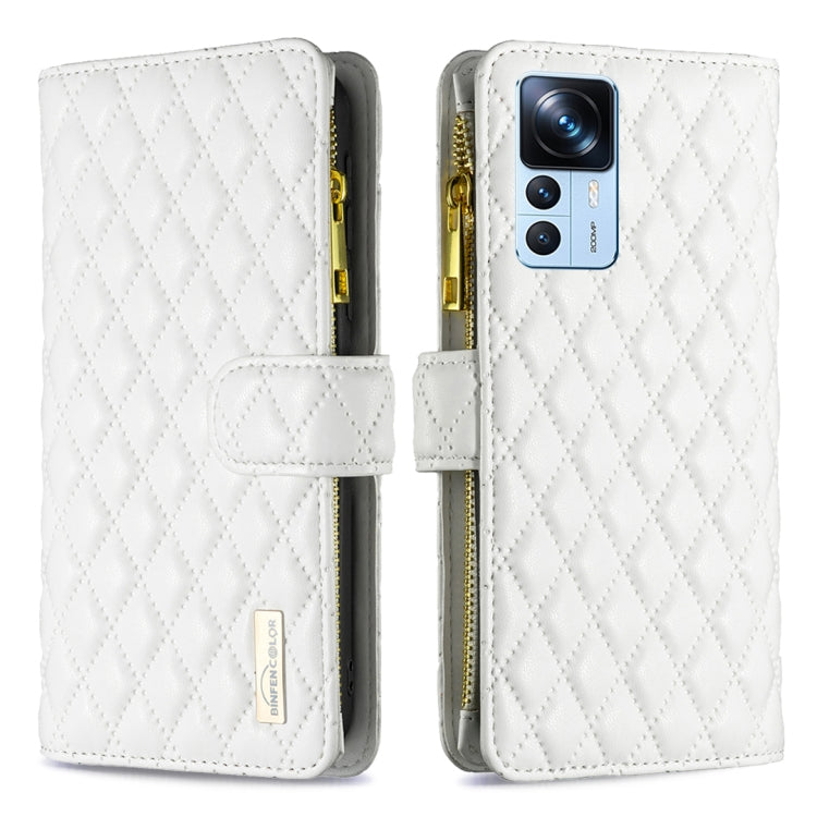 Diamond Lattice Zipper Wallet Leather Flip Phone Case, For Xiaomi 12T / 12T Pro / Redmi K50 Ultra