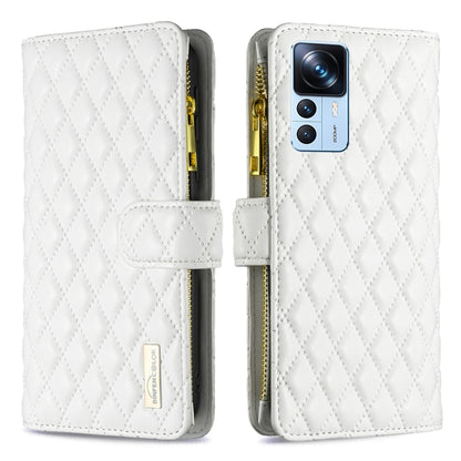Diamond Lattice Zipper Wallet Leather Flip Phone Case, For Xiaomi 12T / 12T Pro / Redmi K50 Ultra