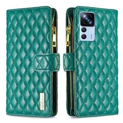 Diamond Lattice Zipper Wallet Leather Flip Phone Case, For Xiaomi 12T / 12T Pro / Redmi K50 Ultra