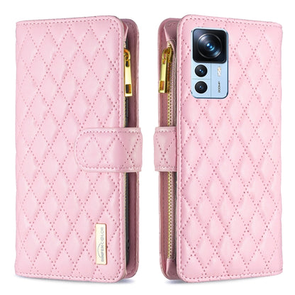 Diamond Lattice Zipper Wallet Leather Flip Phone Case, For Xiaomi 12T / 12T Pro / Redmi K50 Ultra
