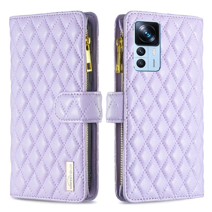 Diamond Lattice Zipper Wallet Leather Flip Phone Case, For Xiaomi 12T / 12T Pro / Redmi K50 Ultra