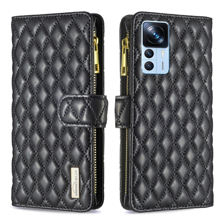 Diamond Lattice Zipper Wallet Leather Flip Phone Case, For Xiaomi 12T / 12T Pro / Redmi K50 Ultra