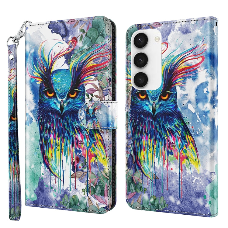 3D Painting Pattern TPU + PU Phone Case, For Samsung Galaxy S23 5G, For Samsung Galaxy S23, For Samsung Galaxy S23+ 5G