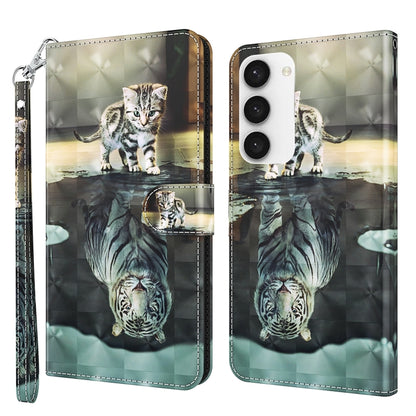 3D Painting Pattern TPU + PU Phone Case, For Samsung Galaxy S23 5G, For Samsung Galaxy S23, For Samsung Galaxy S23+ 5G