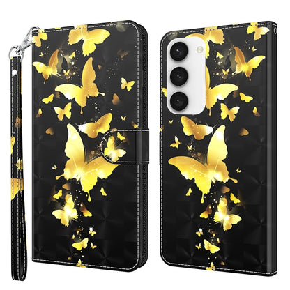 3D Painting Pattern TPU + PU Phone Case, For Samsung Galaxy S23 5G, For Samsung Galaxy S23, For Samsung Galaxy S23+ 5G