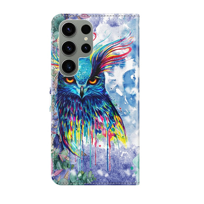 3D Painting Pattern TPU + PU Phone Case, For Samsung Galaxy S23 ultra 5G