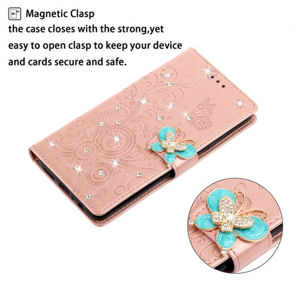 Horizontal Rhinestone Butterfly Embossed Leather Case with Card Slot & Wallet & Holder, For Galaxy A01, For OPPO A11, For Galaxy A21, For Galaxy A41