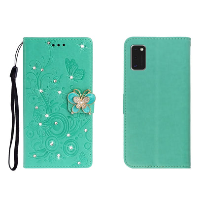 Horizontal Rhinestone Butterfly Embossed Leather Case with Card Slot & Wallet & Holder, For Galaxy A01, For OPPO A11, For Galaxy A21, For Galaxy A41