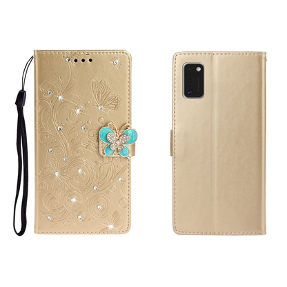Horizontal Rhinestone Butterfly Embossed Leather Case with Card Slot & Wallet & Holder, For Galaxy A01, For OPPO A11, For Galaxy A21, For Galaxy A41