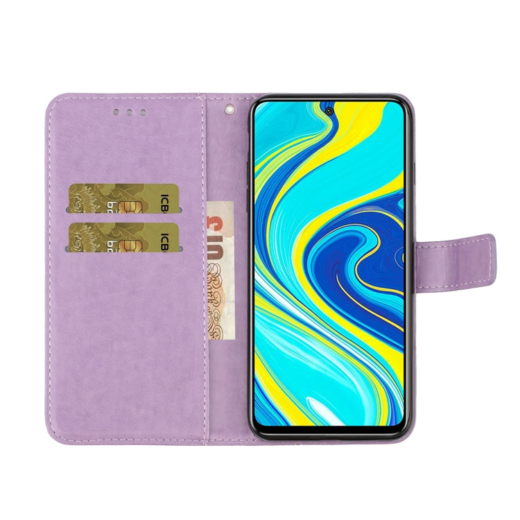 Horizontal Rhinestone Butterfly Embossed Leather Case with Card Slot & Wallet & Holder, For Xiaomi Redmi Note 9 Pro