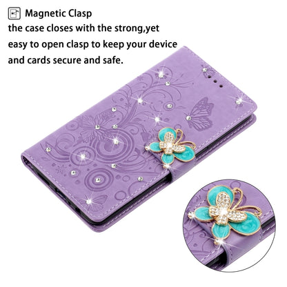 Horizontal Rhinestone Butterfly Embossed Leather Case with Card Slot & Wallet & Holder, For Xiaomi Redmi Note 9 Pro