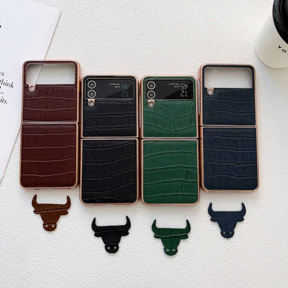 Crocodile Texture Genuine Leather Electroplating Phone Case, For Samsung Galaxy Z Flip4 5G, For Samsung Galaxy Z Fold3 5G, For Samsung Galaxy Z Fold4 5G, For Xiaomi Mix Fold 2, For Google Pixel 7, For Google Pixel 6