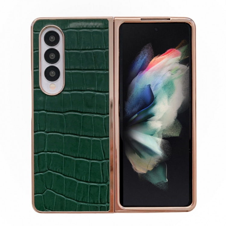 Crocodile Texture Genuine Leather Electroplating Phone Case, For Samsung Galaxy Z Flip4 5G, For Samsung Galaxy Z Fold3 5G, For Samsung Galaxy Z Fold4 5G, For Xiaomi Mix Fold 2, For Google Pixel 7, For Google Pixel 6