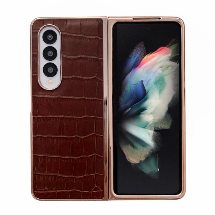 Crocodile Texture Genuine Leather Electroplating Phone Case, For Samsung Galaxy Z Flip4 5G, For Samsung Galaxy Z Fold3 5G, For Samsung Galaxy Z Fold4 5G, For Xiaomi Mix Fold 2, For Google Pixel 7, For Google Pixel 6