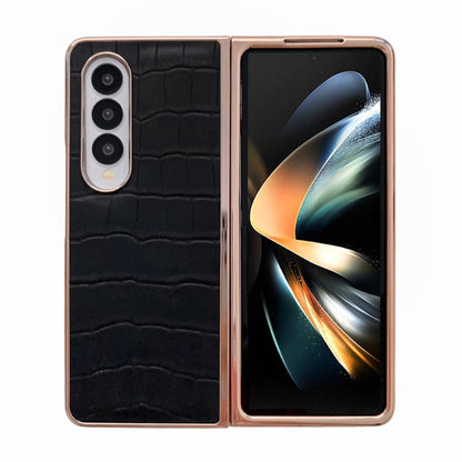 Crocodile Texture Genuine Leather Electroplating Phone Case, For Samsung Galaxy Z Flip4 5G, For Samsung Galaxy Z Fold3 5G, For Samsung Galaxy Z Fold4 5G, For Xiaomi Mix Fold 2, For Google Pixel 7, For Google Pixel 6