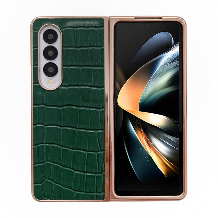 Crocodile Texture Genuine Leather Electroplating Phone Case, For Samsung Galaxy Z Flip4 5G, For Samsung Galaxy Z Fold3 5G, For Samsung Galaxy Z Fold4 5G, For Xiaomi Mix Fold 2, For Google Pixel 7, For Google Pixel 6