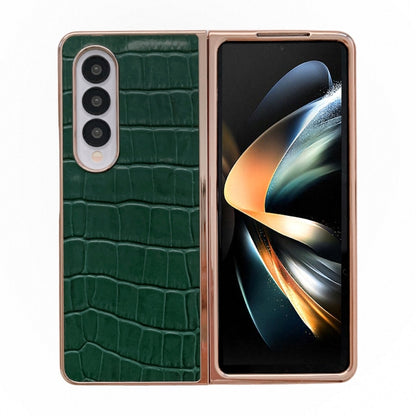 Crocodile Texture Genuine Leather Electroplating Phone Case, For Samsung Galaxy Z Flip4 5G, For Samsung Galaxy Z Fold3 5G, For Samsung Galaxy Z Fold4 5G, For Xiaomi Mix Fold 2, For Google Pixel 7, For Google Pixel 6