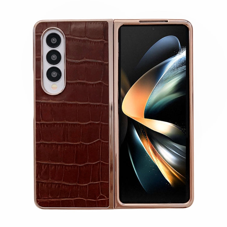 Crocodile Texture Genuine Leather Electroplating Phone Case, For Samsung Galaxy Z Flip4 5G, For Samsung Galaxy Z Fold3 5G, For Samsung Galaxy Z Fold4 5G, For Xiaomi Mix Fold 2, For Google Pixel 7, For Google Pixel 6