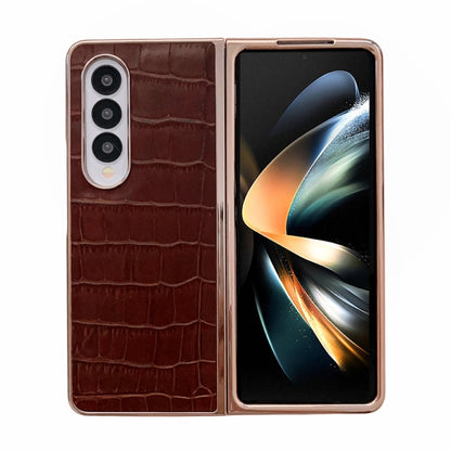 Crocodile Texture Genuine Leather Electroplating Phone Case, For Samsung Galaxy Z Flip4 5G, For Samsung Galaxy Z Fold3 5G, For Samsung Galaxy Z Fold4 5G, For Xiaomi Mix Fold 2, For Google Pixel 7, For Google Pixel 6