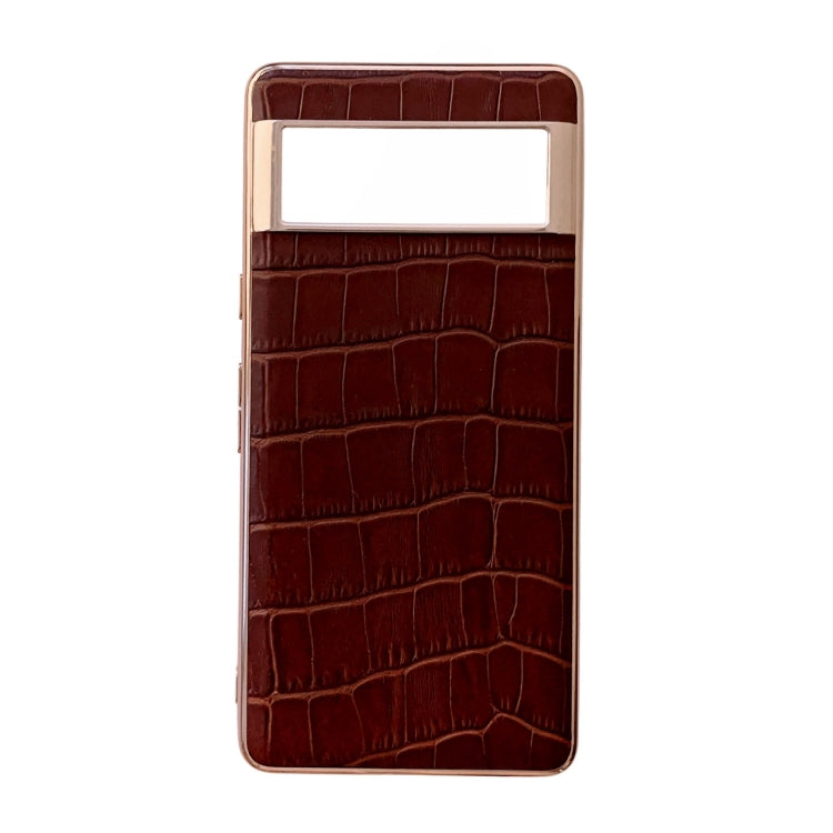 Crocodile Texture Genuine Leather Electroplating Phone Case, For Samsung Galaxy Z Flip4 5G, For Samsung Galaxy Z Fold3 5G, For Samsung Galaxy Z Fold4 5G, For Xiaomi Mix Fold 2, For Google Pixel 7, For Google Pixel 6