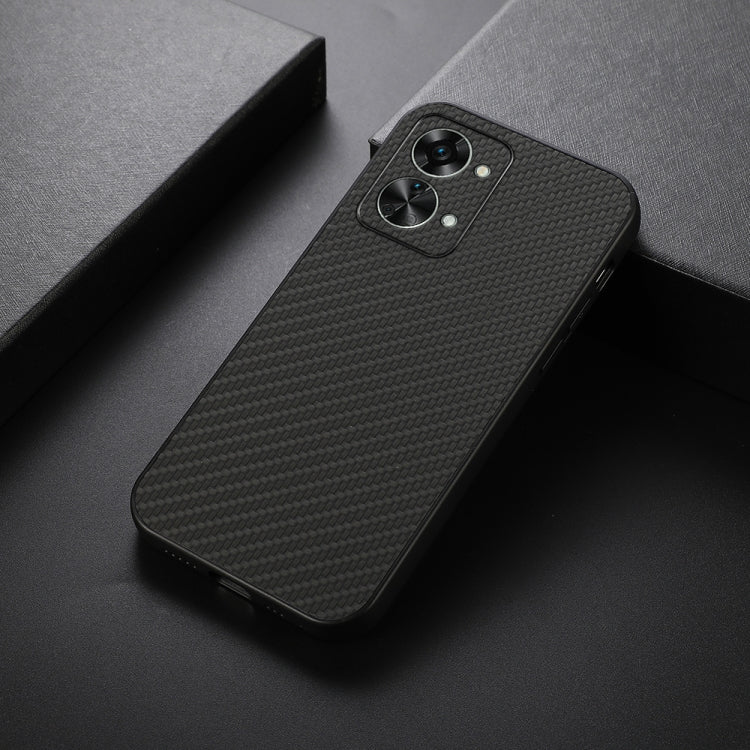 Accurate Hole Carbon Fiber Texture PU Phone Case, For OnePlus Nord 2T