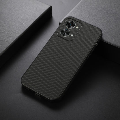 Accurate Hole Carbon Fiber Texture PU Phone Case, For OnePlus Nord 2T