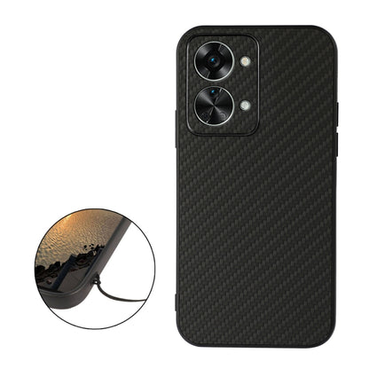 Accurate Hole Carbon Fiber Texture PU Phone Case, For OnePlus Nord 2T