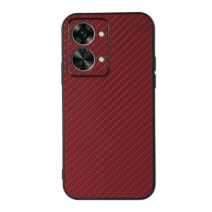 Accurate Hole Carbon Fiber Texture PU Phone Case, For OnePlus Nord 2T