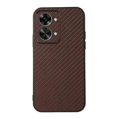 Accurate Hole Carbon Fiber Texture PU Phone Case, For OnePlus Nord 2T