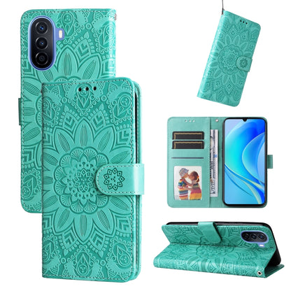 Embossed Sunflower Leather Phone Case, For Huawei nova Y70 / Y70 Plus / Enjoy 50, For Huawei nova Y90 / Enjoy 50 Pro, For Honor X8 5G / X6, For OPPO A17