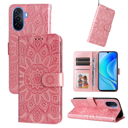 Embossed Sunflower Leather Phone Case, For Huawei nova Y70 / Y70 Plus / Enjoy 50, For Huawei nova Y90 / Enjoy 50 Pro, For Honor X8 5G / X6, For OPPO A17